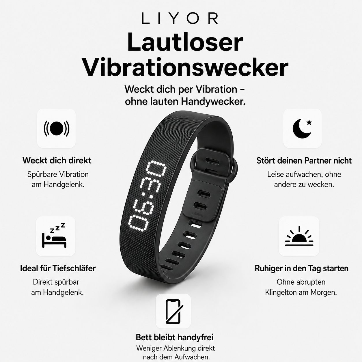 LIYOR Vibrationswecker-Armband – lautlos aufwachen